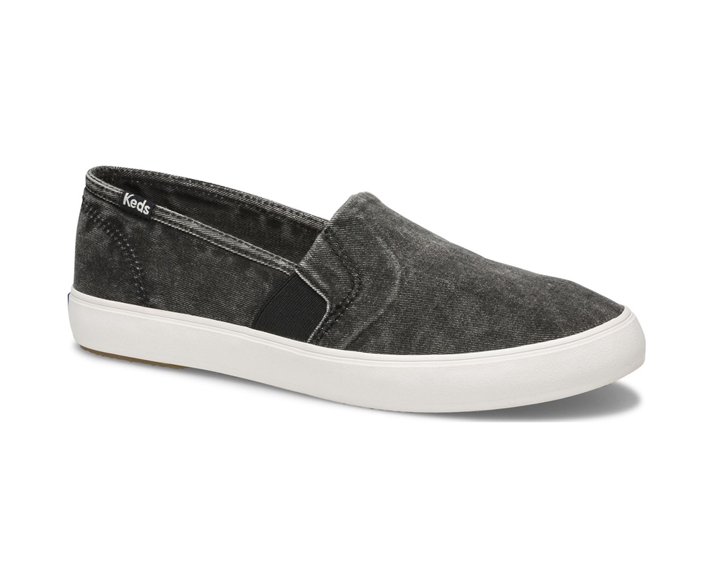 Keds Womens Slip Ons Black - Clipper Washed Solids - 641IQSDLC